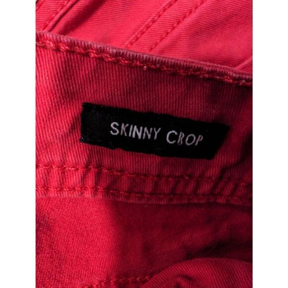Calvin Klein Jeans Skinny Crop Red Button Front 5 Pockets Solid Print Size 2 - Picture 5 of 10